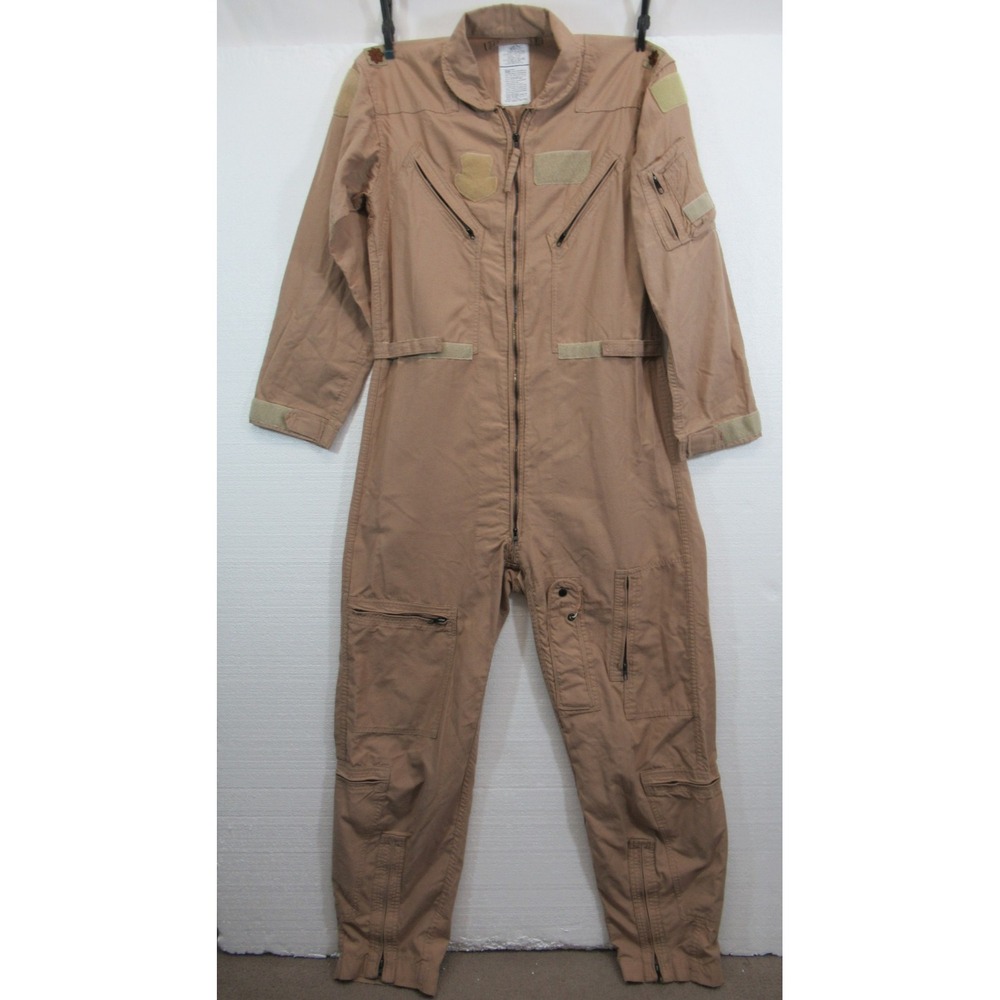USAF Military Flight Suit Coveralls Men 44L Tan Flyers CWU 27P Flame Resistant